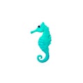Plasticine seahorse fish cartoon character sculpture 3D rendering isolated on white background