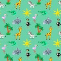 Plasticine seamless African baby animals colorful seamless 3d illustration pattern