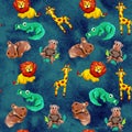 Plasticine seamless African baby animals colorful seamless pattern