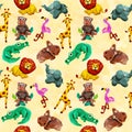 Plasticine seamless African baby animals colorful seamless pattern