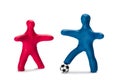 Plasticine small people soccer players and ball