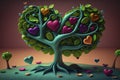 Plasticine tree with heart leaves. Generative AI