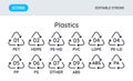 Plastics recycling codes icons. Royalty Free Stock Photo