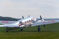 Lockheed Electra 10A vintage airplane preparing for flight on airport Royalty Free Stock Photo