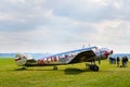 Lockheed Electra 10A vintage airplane preparing for flight on airport Royalty Free Stock Photo