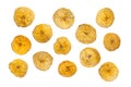 Platano plantain chips on white background Royalty Free Stock Photo