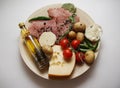 Plate of appetite meat and various vegetables