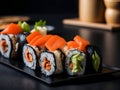 A plate of appetizing sushi rolls Royalty Free Stock Photo