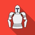 Plate armor icon in flat style on white background. Museum symbol stock vector illustration.