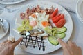 Plate with Arranged Breakfast Royalty Free Stock Photo