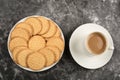 Plate of arrowroot biscuits on a rustic background. Royalty Free Stock Photo