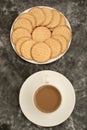 Plate of arrowroot biscuits on a rustic background. Royalty Free Stock Photo