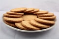 Plate of arrowroot biscuits on a rustic background. Royalty Free Stock Photo