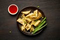 plate of asian dumplings