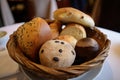 plate of assorted breads and rolls, each unique in its own way Royalty Free Stock Photo