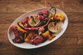 Plate with assorted fried vegetables Royalty Free Stock Photo