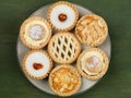 Plate of Assorted Individual Cakes or Tarts Royalty Free Stock Photo