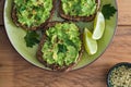 Plate with avocado on toast Royalty Free Stock Photo