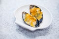 Plate with baked mussels with cheese Royalty Free Stock Photo