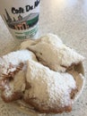 Beignets at Cafe du Monde, New Orleans Royalty Free Stock Photo