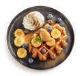 Plate of belgian waffle dessert Royalty Free Stock Photo