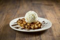 plate of belgian waffle with ice cream Royalty Free Stock Photo