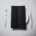 Plate with blank black dinner menu