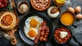 Plate of Breakfast Food With Eggs, Bacon, and Pancakes Royalty Free Stock Photo