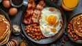 Plate of Breakfast Food With Eggs, Bacon, and Pancakes Royalty Free Stock Photo