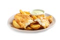 Plate with British Traditional Fish and potato chips
