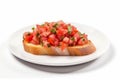 Plate bruschetta food. Generate Ai