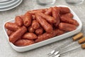 Plate with Cabanossi sausages close up Royalty Free Stock Photo