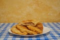 a plate with chebureks, Caucasian dish, fried chebureks with meat