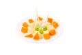 Plate of cheese and tooth sticks. Royalty Free Stock Photo