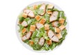 Plate of chicken caesar salad isolated on white background Royalty Free Stock Photo