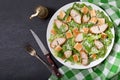 Plate of chicken caesar salad, top view Royalty Free Stock Photo