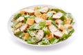 Plate of chicken caesar salad on white background Royalty Free Stock Photo