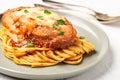 Plate of chicken parmigiana with spaghetti Royalty Free Stock Photo