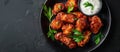 Plate of Chicken Wings With Ranch Dressing Royalty Free Stock Photo