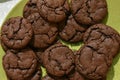 A Plate of Chocolate Brownie Cookies, Real Homemade Christmas Cookies Royalty Free Stock Photo