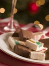 Plate of Chocolate Dipped and Plain Nougat Royalty Free Stock Photo