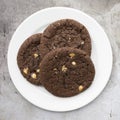 Plate of Chocolate Macadamia Nut Cookies Royalty Free Stock Photo