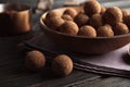 Plate and chocolate truffles Royalty Free Stock Photo