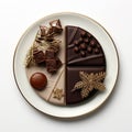 plate of christmas chocolate in the shape of multiple snowman, AI Generative