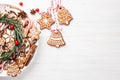 Plate with Christmas gingerbread cookies Royalty Free Stock Photo