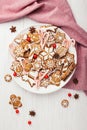 Plate with Christmas gingerbread cookies Royalty Free Stock Photo