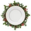 Plate in a Christmas wreath.