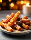 A plate of churros desert