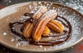 A plate of churros on table, mexican food background image