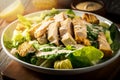 plate with classic caesar chicken salad